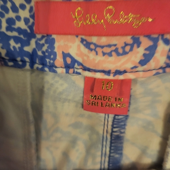 Lilly Pullitzer Jayne Stretch Shorts Paisley Design Blue & Pink Size 10 - Picture 5 of 9
